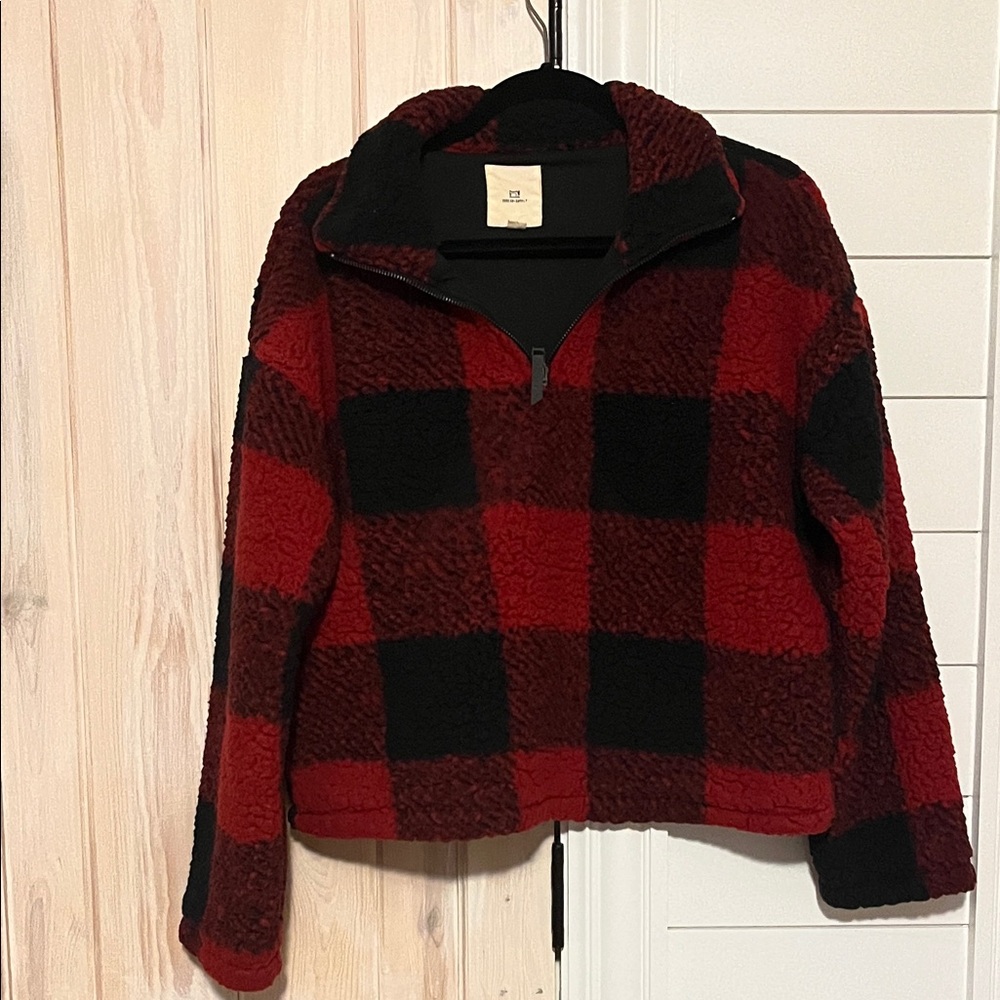 Thread & Supply Red and Black Plaid Pullover